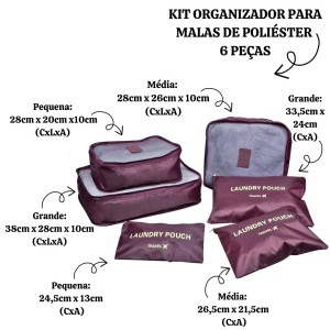 KIT ORGANIZADOR PARA MALAS DE POLIESTER 6 PEÇAS - 5165-VN