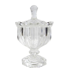 BOMBONIERE DE VIDRO COM HASTE E TAMPA 10 X 14,5 CM - UH0100-P-A