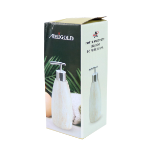 PORTA SABONETE LÍQUIDO DE PORCELANA MARMORIZADA 380ML - 3864
