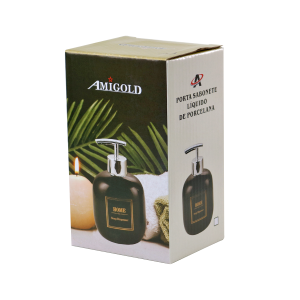 PORTA SABONETE LÍQUIDO DE PORCELANA OVAL 400ML - 3490-BR