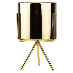 VASO DE RESINA COM SUPORTE DE METAL 8.2X14,5CM - 3070