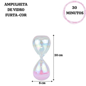 AMPULHETA DE VIDRO FURTA-COR DE 30 MINUTOS 20CM - 5274-RS
