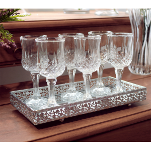 JOGO DE TACA DECORADA EM VIDRO COM 6 PECAS 16 CM - 97462(SS7272)