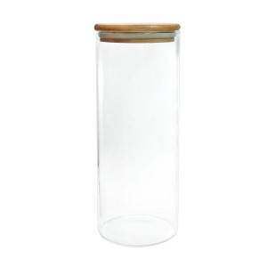 POTE DE VIDRO COM TAMPA DE BAMBU 1,7LITROS - HU51008