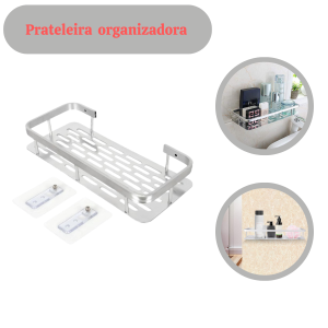 PRATELEIRA DE BANHEIRO PORTA SHAMPOO EM ALUMÍNIO - DT6980