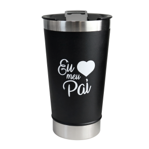 COPO TÉRMICO DE INOX COM TAMPA E ABRIDOR 