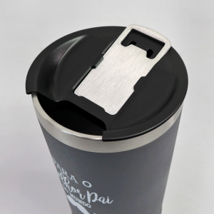 COPO TÉRMICO DE INOX COM TAMPA E ABRIDOR 