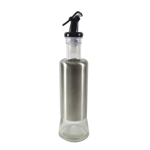 GALHETEIRO AZEITE OU VINAGRE GARRAFA EM VIDRO REVESTIDA EM INOX 320 ML - MG5932