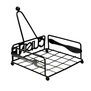 PORTA GUARDANAPO DE  METAL ARAMADO PRETO 7.5CM X 18CM - 2395