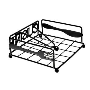 PORTA GUARDANAPO DE  METAL ARAMADO PRETO 7.5CM X 18CM - 2395