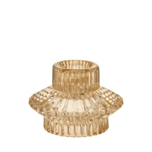 CASTIÇAL NA COR ÂMBAR DE VIDRO SODO CÁLCICO 8X6CM - CA16249