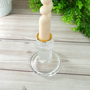 CASTIÇAL DE VIDRO SODO CÁLCICO COM BORDA DOURADA 8X10CM - CA16258