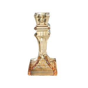 CASTIÇAL NA COR ÂMBAR DE VIDRO SODO CÁLCICO 7,5X15,5CM - CA16263