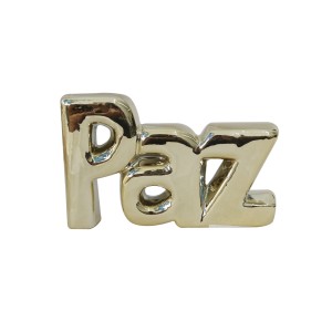 ENFEITE DECORATIVO DE CERÂMICA COM A PALAVRA PAZ - 3073-DOU