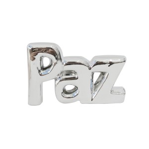 ENFEITE DECORATIVO DE CERÂMICA COM A PALAVRA PAZ - 3073-PTA
