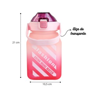 GARRAFA DE PLÁSTICO QUADRADA COM CANUDO E ALÇA 1,5LITROS - 4171-RS