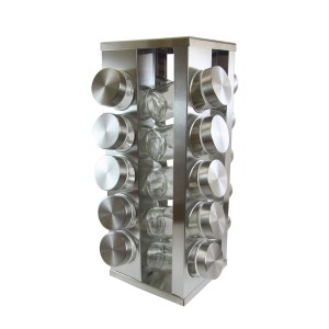 PORTA TEMPEROS GIRATORIO EM INOX COM 20 PEÇAS