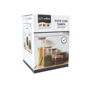 POTE HERMETICO COM TAMPA DE PLASTICO 750ML - 2937