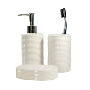 JOGO PARA BANHEIRO PORCELANA 3 PEÇAS BRANCO ENVELHECIDO