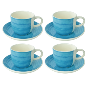 JOGO DE XÍCARAS COM PIRES DE CERÂMICA 8 PEÇAS 100ML - CA18071-AZ