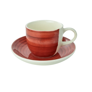 JOGO DE XÍCARAS COM PIRES DE CERÂMICA 8 PEÇAS 100ML - CA18071-MR