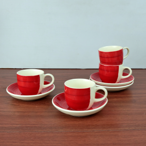 JOGO DE XÍCARAS COM PIRES DE CERÂMICA 8 PEÇAS 100ML - CA18071-VM