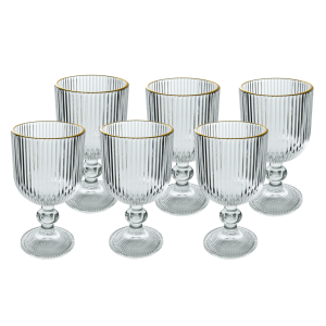 JOGO DE TAÇAS COM BORDA DOURADA 6 PEÇAS 270ML - CA16207