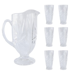 CONJUNTO DE 7 PEÇAS COM JARRA DE 1 LITRO E COPOS DE VIDRO DE 200ML CADA - WE0700