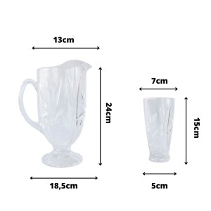 CONJUNTO DE 7 PEÇAS COM JARRA DE 1 LITRO E COPOS DE VIDRO DE 200ML CADA - WE0700