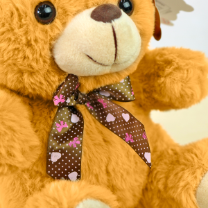 URSINHO DE PELÚCIA COM LAÇO DE POLIESTER 23CM - FC2700-CARAMELO