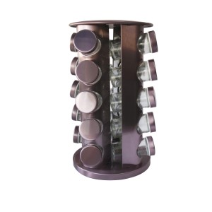 PORTA TEMPERO GIRATÓRIO COM SUPORTE REDONDO LILÁS 20 PÇS - BF4071