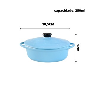 MINI PANELA DE CERÂMICA OVAL COM TAMPA 18,5X10,5X9CM - 210557-AZ