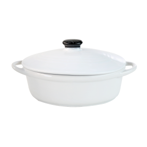 MINI PANELA DE CERÂMICA OVAL COM TAMPA 18,5X10,5X9CM - 210557-BR