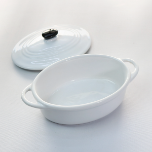 MINI PANELA DE CERÂMICA OVAL COM TAMPA 18,5X10,5X9CM - 210557-BR