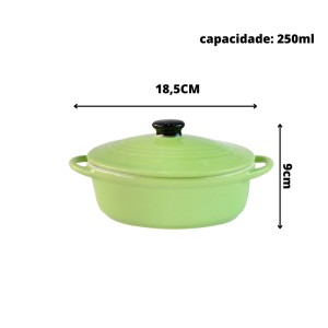 MINI PANELA DE CERÂMICA OVAL COM TAMPA 18,5X10,5X9CM - 210557-VD