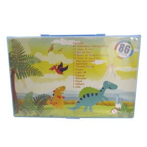 ESTOJO ESCOLAR 86 PECAS  MENINO DINOSSAURO MT86 DINO