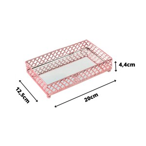 BANDEJA DECORATIVA DE METAL ESPELHADA 20X12,5X4,4CM - 1107-ROSÉ