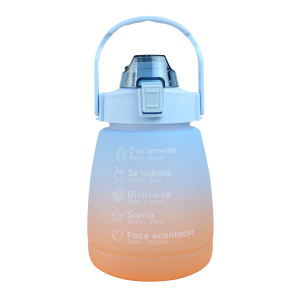 GARRAFA DE PLÁSTICO REDONDA COM CANUDO E ALÇA 1200ML - F1903-AZ