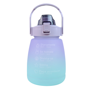 GARRAFA DE PLÁSTICO REDONDA COM CANUDO E ALÇA 1200ML - F1903-LL
