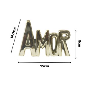 ENFEITE DE CERÂMICA COM A FRASE AMOR 10,5X15CM - GDR0170-DOU