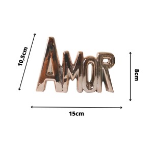 ENFEITE DE CERÂMICA COM A FRASE AMOR 10,5X15CM - GDR0170-GR