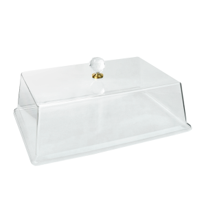 BANDEJA DE BAMBU RETANGULAR COM TAMPA DE ACRÍLICO 38X28X1.7CM - CX111-A