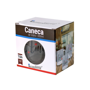 CANECA DE VIDRO COM FRASE AMOR DE 300ML - HG82202-C