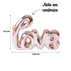 ENFEITE DECORATIVO DE CERÂMICA COM A FRASE LOVE 2.8X9.4X12.8 - HD80725-GR