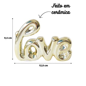 ENFEITE DECORATIVO DE CERÂMICA COM A FRASE LOVE 2.8X9.4X12.8 - HD80725-DOU