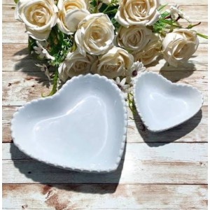 PETISQUEIRA OU PORTA JOIAS EM FORMATO DE CORAÇÃO EM PORCELANA 13CM - HD63373