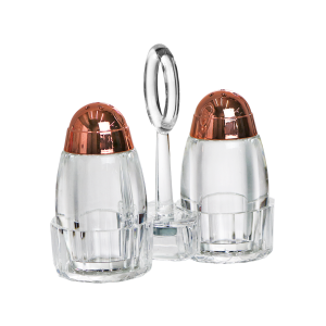 KIT SALEIRO E PIMENTEIRO COM SUPORTE EM ACRILICO GOLD ROSE  - MG5115