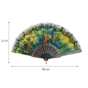 LEQUE DE PLÁSTICO PRETO COM DESENHOS FLORAIS - NS0446-B