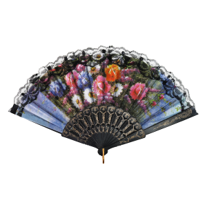 LEQUE DE PLÁSTICO PRETO COM DESENHOS FLORAIS - NS0446-D