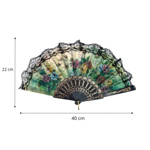 LEQUE DE PLÁSTICO PRETO COM DESENHOS FLORAIS - NS0446-H